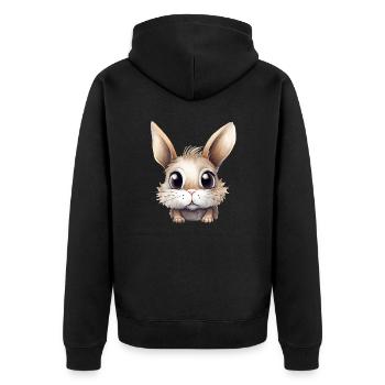 Hase Wasserfarben Zeichnung - Unisex Premium Bio Zip Hoodie - Schwarz - Hinten - Nico (187cm)