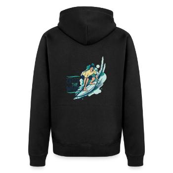 Wassersport - Unisex Premium Bio Zip Hoodie - Schwarz - Hinten - Nico (187cm)