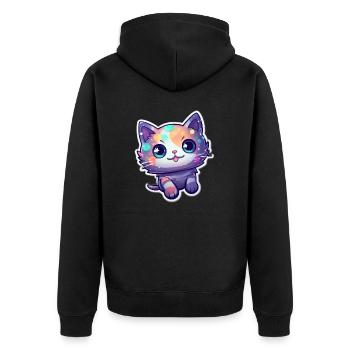 a cute kitty - Unisex Premium Organic Zip Hoodie - black - Back - Nico (187cm)