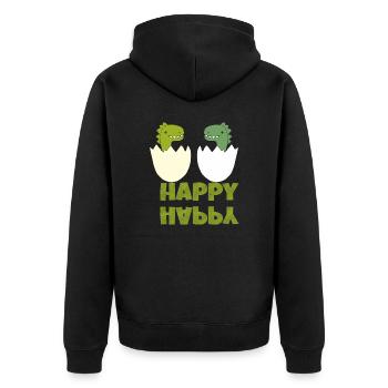 dinos happy - Unisex Premium Bio Zip Hoodie - Schwarz - Hinten - Nico (187cm)