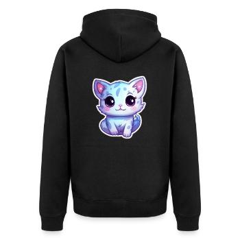 "Spacebound Kitty: Adorable Cartoon in Orbit" - Unisex Premium Organic Zip Hoodie - black - Back - Nico (187cm)