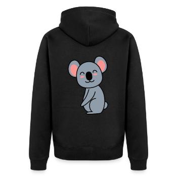 Koala Comic Tier - Unisex Premium Bio Zip Hoodie - Schwarz - Hinten - Nico (187cm)