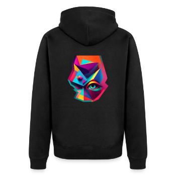 Retro 1 cut - Unisex Premium Bio Zip Hoodie - Schwarz - Hinten - Nico (187cm)