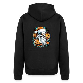 noel et halloween - squelette et citrouille - Veste à capuche bio Premium Unisexe - noir - Dos - Nico (187cm)