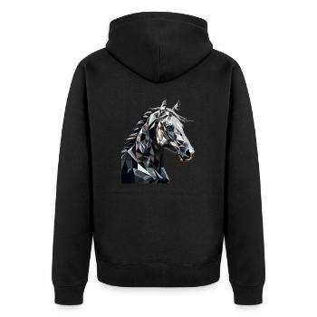 Pferd Dorfkinder & Reiter Reitsport Fans Geschenk - Unisex Premium Bio Zip Hoodie - Schwarz - Hinten - Nico (187cm)