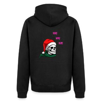 Skelton HO! HO! HO! | XMAS - Unisex Premium Bio Zip Hoodie - Schwarz - Hinten - Nico (187cm)
