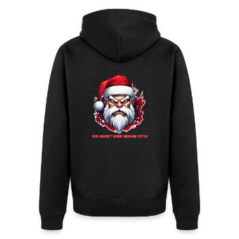 Angry Santa - Du hast noch nicht genug ausgegeben !! - Unisex Premium Bio Zip Hoodie - Schwarz - Hinten - Nico (187cm)