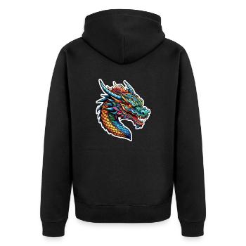 dragon asiatique - japon - chinois - Veste à capuche bio Premium Unisexe - noir - Dos - Nico (187cm)