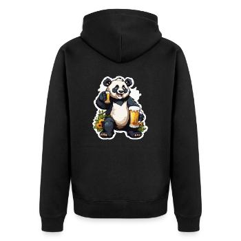 Panda / Animal / Zoo / Bamboo / Wild / Childlike - Unisex Premium Organic Zip Hoodie - black - Back - Nico (187cm)