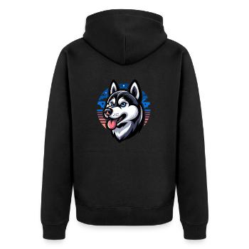 Hund - Unisex Premium Bio Zip Hoodie - Schwarz - Hinten - Nico (187cm)