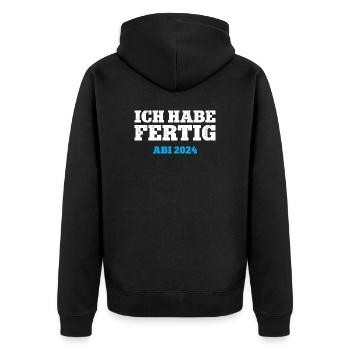 Abi 2024 Schulabschluss Abitur Abschluss Erledigt - Unisex Premium Bio Zip Hoodie - Schwarz - Hinten - Nico (187cm)