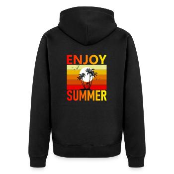 Genießen Sie den Sommer - Unisex Premium Bio Zip Hoodie - Schwarz - Hinten - Nico (187cm)