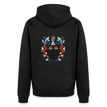 Fuchs Wappen - Unisex Premium Bio Zip Hoodie - Schwarz - Hinten - Nico (187cm)
