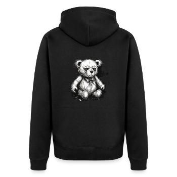 Teddybär / Kuscheltier / Stofftier / Geschenkidee - Unisex Premium Bio Zip Hoodie - Schwarz - Hinten - Nico (187cm)