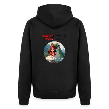 Pass op Prinzessin! - Shirt Köln Karneval - Unisex Premium Bio Zip Hoodie - Schwarz - Hinten - Nico (187cm)