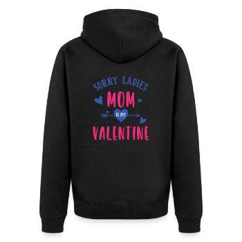 Sorry Ladies, Mama ist mein Valentinstag. - Unisex Premium Bio Zip Hoodie - Schwarz - Hinten - Nico (187cm)