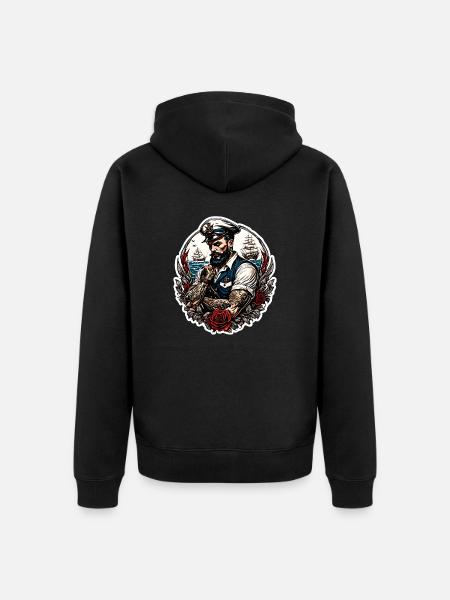 Matrose / Schiffsbesatzung / Decksmann / Anker - Unisex Premium Bio Zip Hoodie - Schwarz