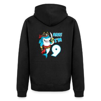 9. Geburtstag Hai Piraten Jungen Kinder - Unisex Premium Bio Zip Hoodie - Schwarz - Hinten - Nico (187cm)