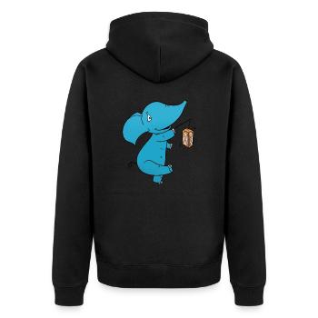 Elephant Lantern - Unisex Premium Organic Zip Hoodie - black - Back - Nico (187cm)