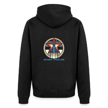 Antares Spaceline - Unisex Premium Bio Zip Hoodie - Schwarz - Hinten - Nico (187cm)