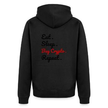 Oreille. Dormir. Achetez des cryptomonnaies. Répéter. - Veste à capuche bio Premium Unisexe - noir - Dos - Nico (187cm)