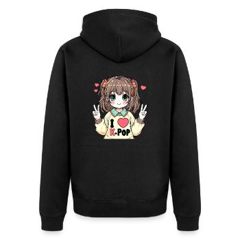 K-pop : J’adore la K-POP - Veste à capuche bio Premium Unisexe - noir - Dos - Nico (187cm)