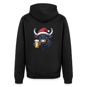Stier Weihnachten Bier - Unisex Premium Bio Zip Hoodie - Schwarz - Hinten - Nico (187cm)