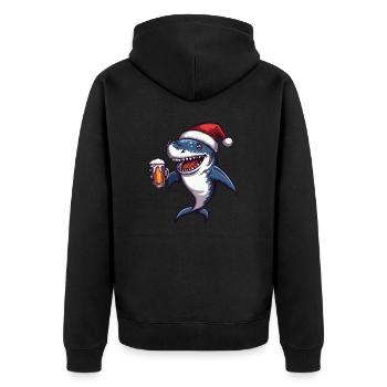 Hai Weihnachten Bier - Unisex Premium Bio Zip Hoodie - Schwarz - Hinten - Nico (187cm)