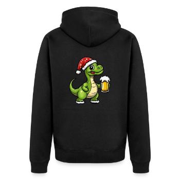 Dinosaurier brontosaurus Weihnachten Bier - Unisex Premium Bio Zip Hoodie - Schwarz - Hinten - Nico (187cm)