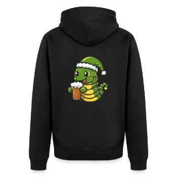 Wurm Weihnachten Bier - Unisex Premium Bio Zip Hoodie - Schwarz - Hinten - Nico (187cm)