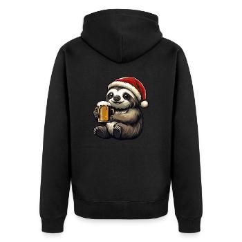 Sloth Christmas Beer - Unisex Premium Organic Zip Hoodie - black - Back - Nico (187cm)