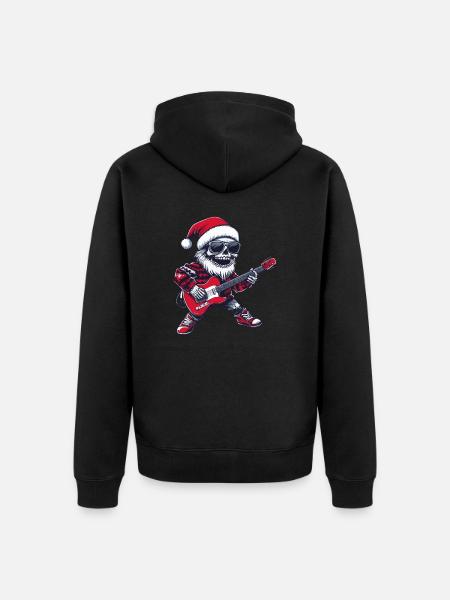 Skeleton Santa Christmas Guitar - Unisex Premium Organic Zip Hoodie - black