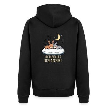 Offizielles Schlafshirt Pärchen Esel - Unisex Premium Bio Zip Hoodie - Schwarz - Hinten - Nico (187cm)