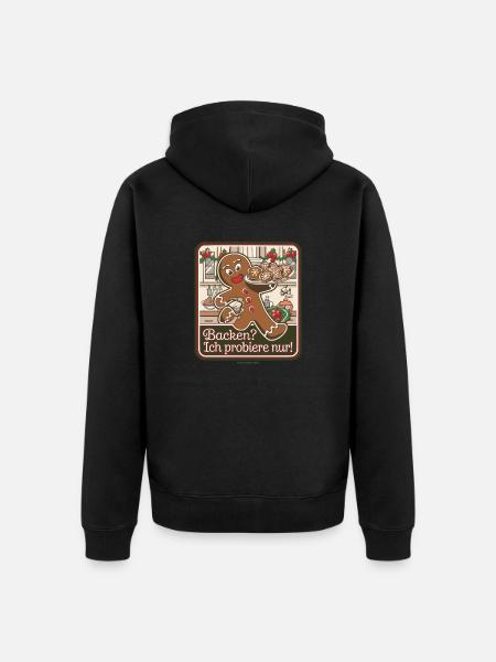 Lustiger Lebkuchenmann-Backspaß - Unisex Premium Bio Zip Hoodie - Schwarz