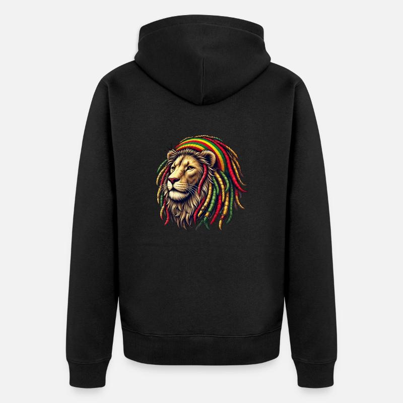 Rasta Löwe - Unisex Premium Bio Zip Hoodie - Schwarz