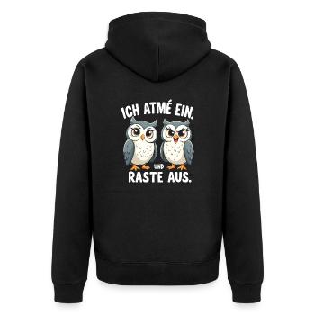 ich atme ein und raste aus lustige - Unisex Premium Bio Zip Hoodie - Schwarz - Hinten - Nico (187cm)