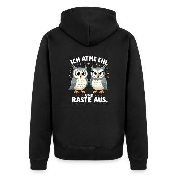 ich atme ein und raste aus lustige - Unisex Premium Bio Zip Hoodie - Schwarz - Hinten - Nico (187cm)