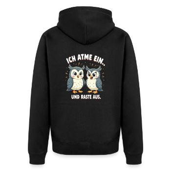 ich atme ein und raste aus lustige - Unisex Premium Bio Zip Hoodie - Schwarz - Hinten - Nico (187cm)