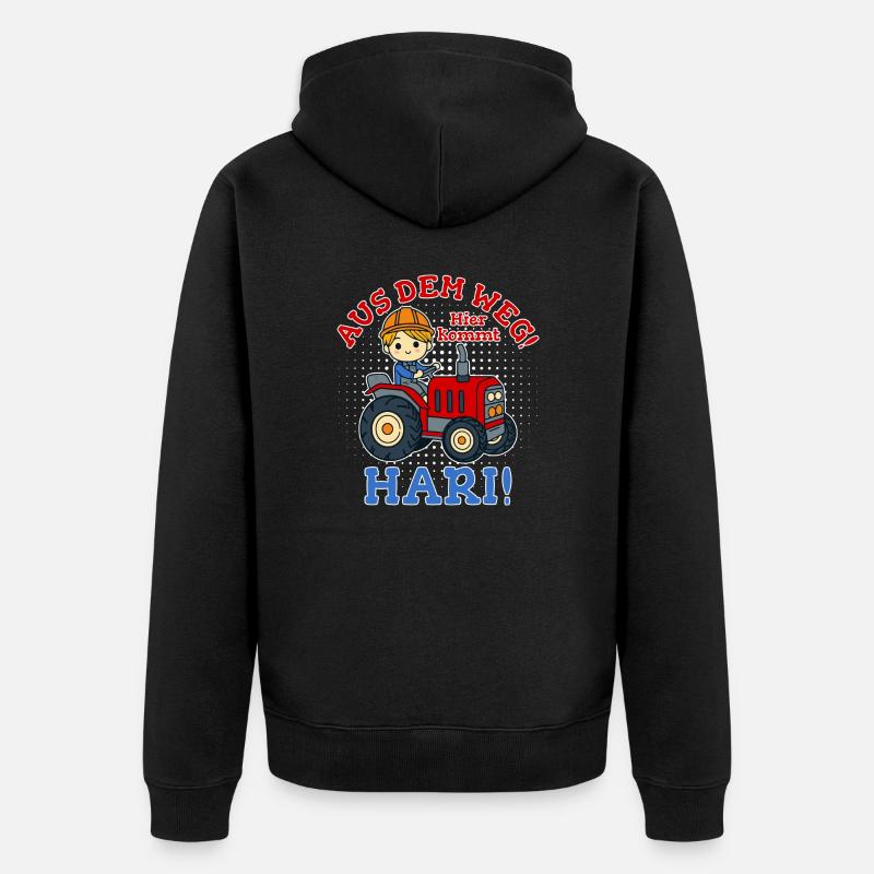 Hari Name Traktor - Unisex Premium Bio Zip Hoodie - Schwarz