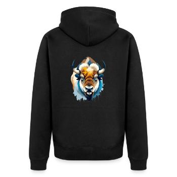 Bison Vektor Kunst mit lebendiger Farbillustration - Unisex Premium Bio Zip Hoodie - Schwarz - Hinten - Nico (187cm)