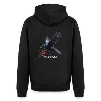 die andere Seite - Unisex Premium Bio Zip Hoodie - Schwarz - Hinten - Nico (187cm)