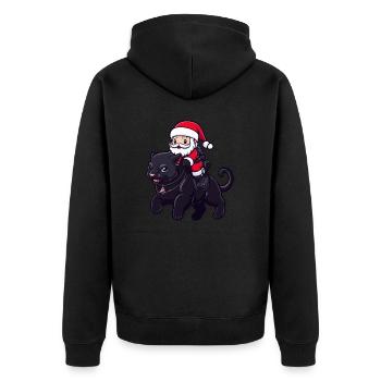 Panther Santa Claus Cartoon - Unisex Premium Organic Zip Hoodie - black - Back - Nico (187cm)