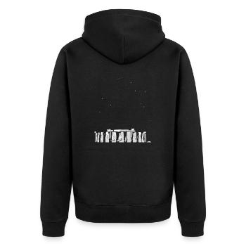 Stonehenge, Wiltshire - Unisex Premium Bio Zip Hoodie - Schwarz - Hinten - Nico (187cm)