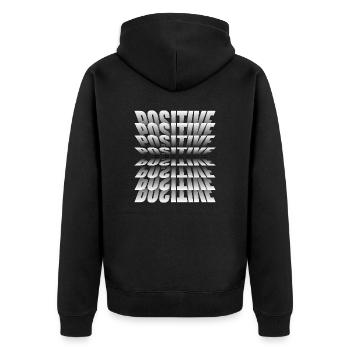 Positiv - Unisex Premium Bio Zip Hoodie - Schwarz - Hinten - Nico (187cm)