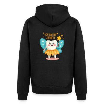 Ich bin die Zahnfee Kostüm - Karneval Fasching - Unisex Premium Bio Zip Hoodie - Schwarz - Hinten - Nico (187cm)