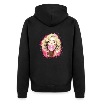 Woman,Graffiti,illustration,Chewing gum,Bubble - Unisex Premium Organic Zip Hoodie - black - Back - Nico (187cm)