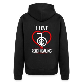 Dictons Reiki pour les Maîtres Reiki | Cadeaux Reiki - Veste à capuche bio Premium Unisexe - noir - Dos - Nico (187cm)