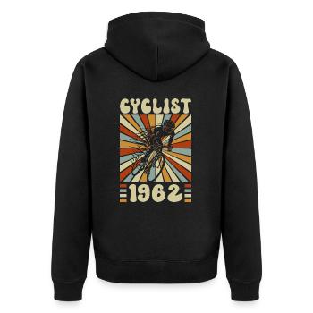 Cycliste Né En 1962 60 Ans Anniversaire - Veste à capuche bio Premium Unisexe - noir - Dos - Nico (187cm)