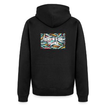 Sardellen Sardinen Fisch Bunt Muster Freundschaft - Unisex Premium Bio Zip Hoodie - Schwarz - Hinten - Nico (187cm)