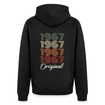 1967 Original Vintage Geburtstagsgeschenk 1967 - Unisex Premium Bio Zip Hoodie - Schwarz - Hinten - Nico (187cm)